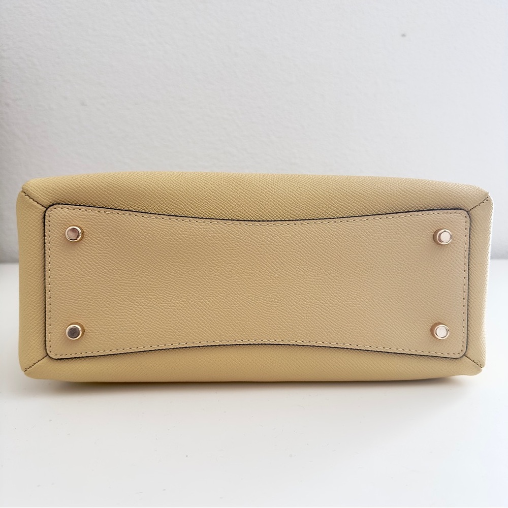 Coach Mini Lillie Carryall Shoulder Bag Crossgrain Leather Vanilla Cream Yellow - Picture 7 of 12